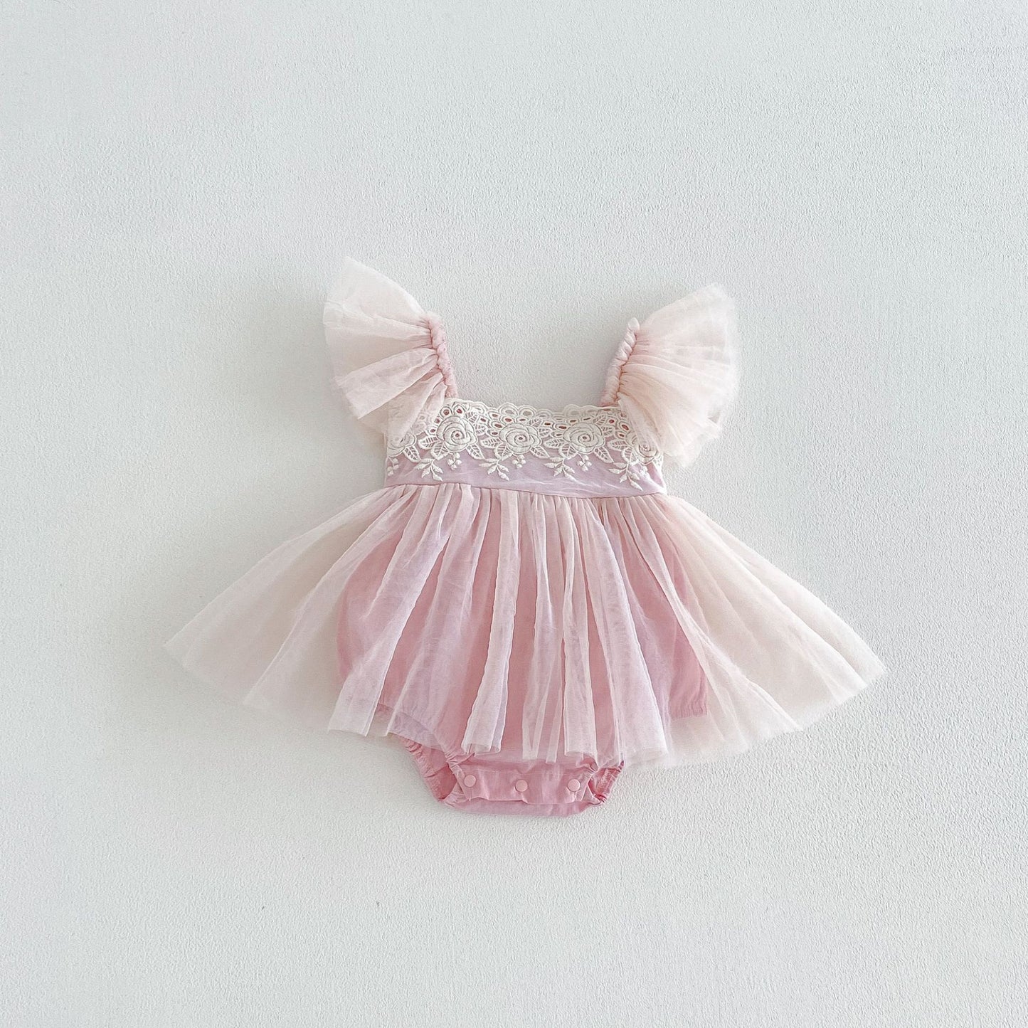 Summer Arrival Baby Girls Fly Sleeves Tulle Patchwork Pink Bodysuit Dress, MyKids-USA®, Baby & Children's Dresses, MyKids-USA - Size/Age - 66 (3-6M) - Color - Pink -  -  - TR2604291641-B.