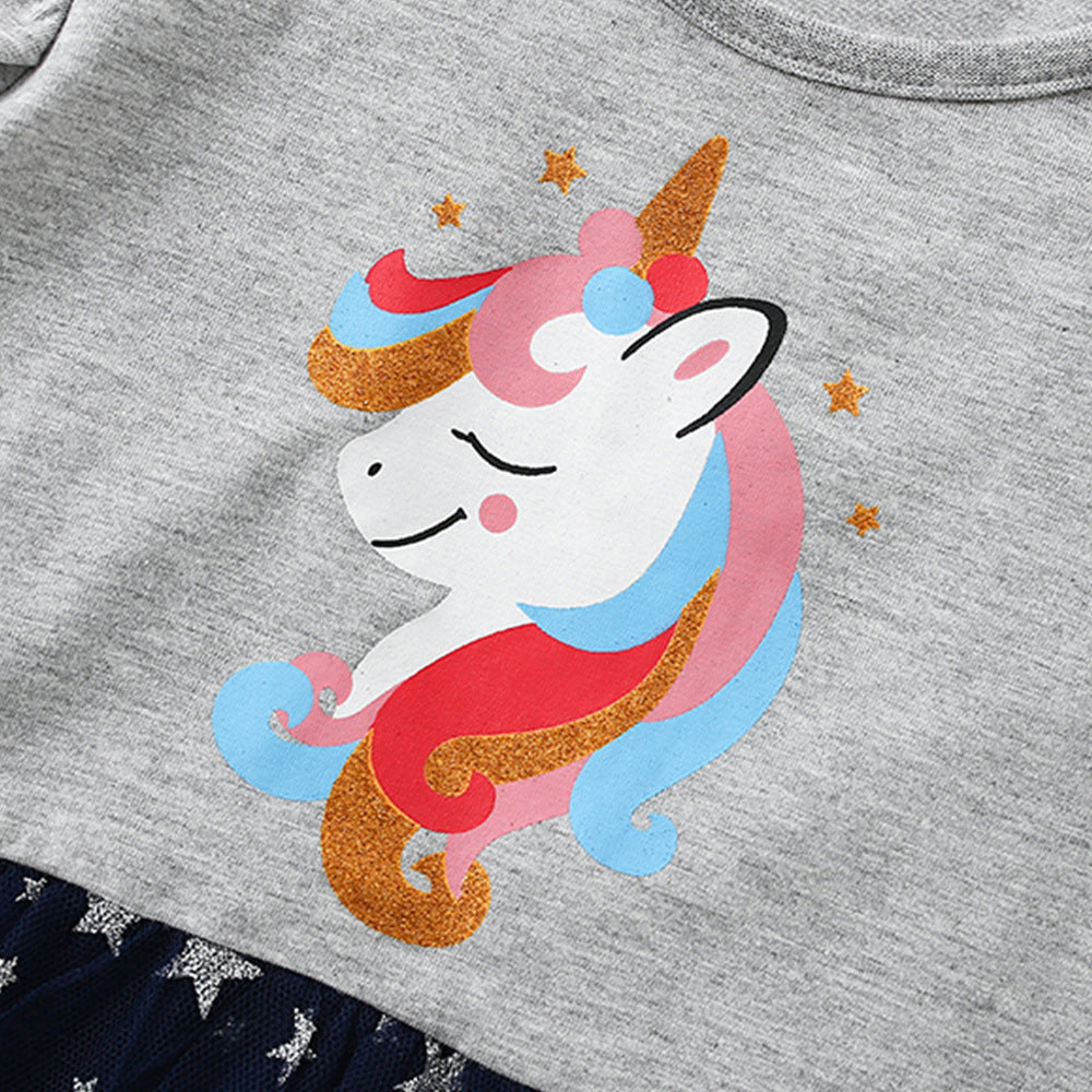 Summer Arrival Horse and Stars Pattern Fly Sleeves Crew Neck Dress for Stylish Girls, MyKids-USA®, Baby & Children's Dresses, MyKids-USA -  -  -  -  -  -  - .