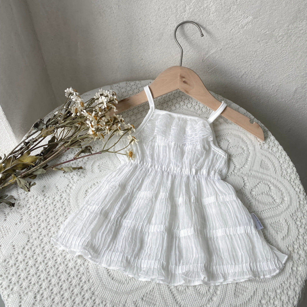 MyKids-USA® Summer Arrival Baby Girls Sleeveless Lace Trim Strap Dress