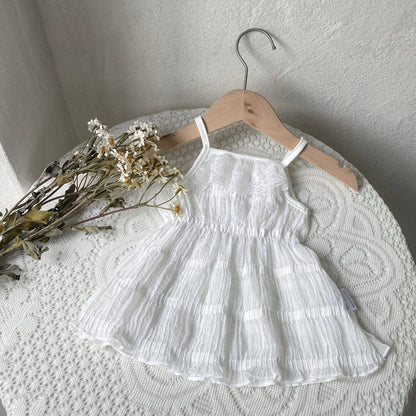 MyKids-USA® Summer Arrival Baby Girls Sleeveless Lace Trim Strap Dress