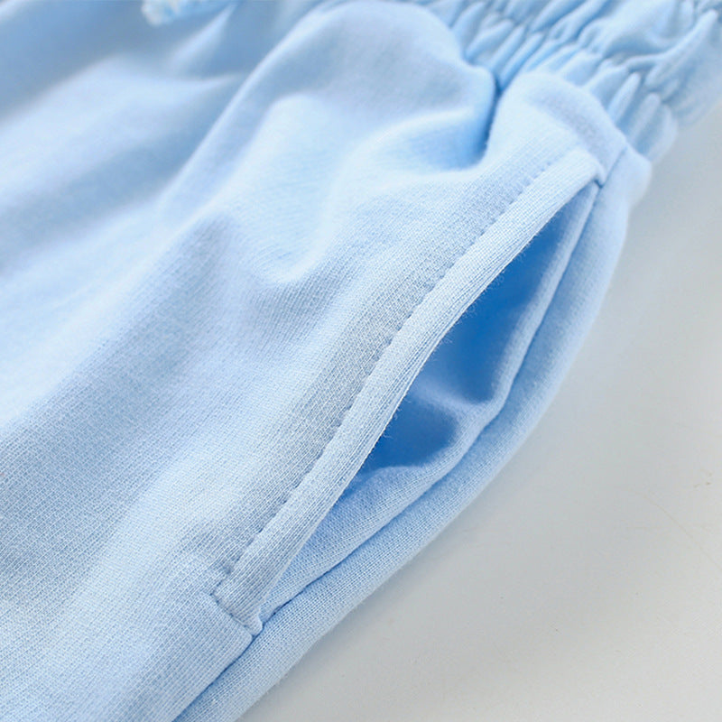 Baby Boy Blue Solid Color Soft Cotton Summer Shorts