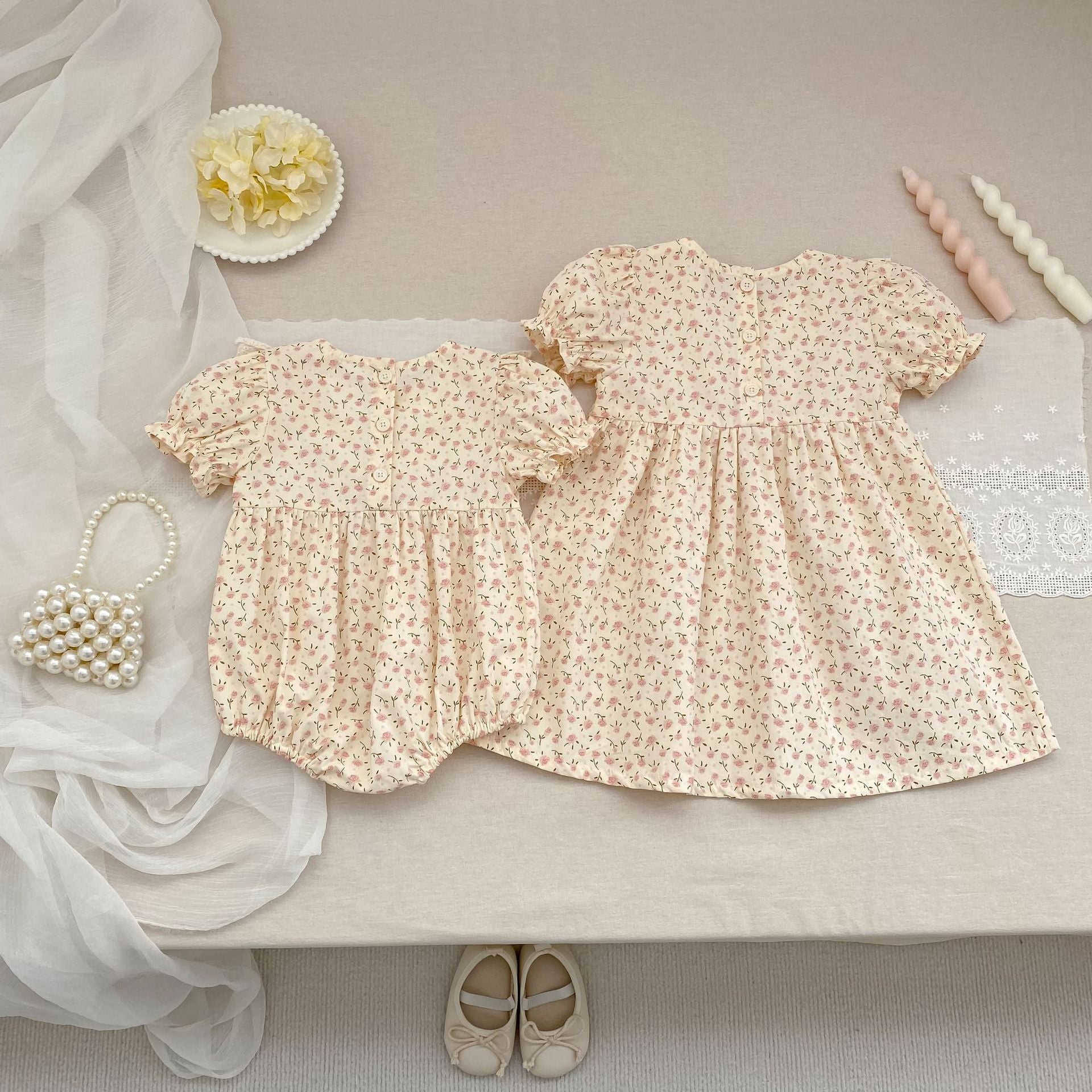 Summer Girls Floral Pattern Square Neck Short Sleeves Bodysuit and Dress – Princess Sister Matching Set, MyKids-USA®, Baby & Children's Outfits, MyKids-USA -  -  -  -  -  -  - .