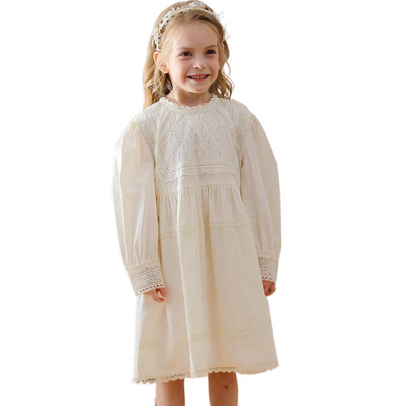 Arrival Lace Trim Design Autumn Girls Embroidery Long Sleeves Dress, MyKids-USA®, Baby & Toddler Dresses, MyKids-USA - Size/Age - 90 (12-24M) - Color - Apricot -  -  - TR2409232206-A