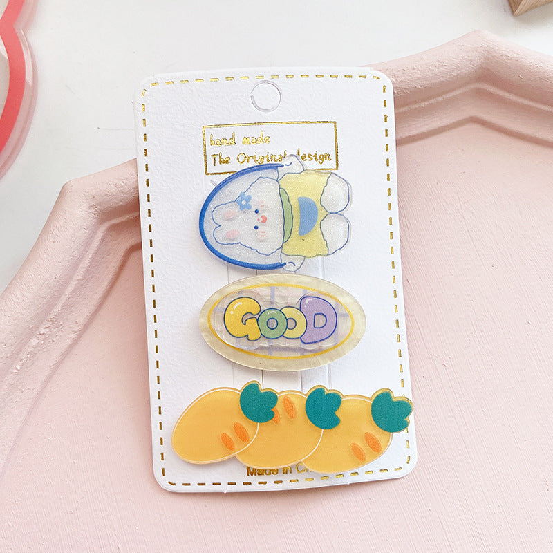 Children’s Cute Acrylic Small Animal Girl Heart Side Hairpin Hair Clips, MyKids-USA®, Hair Pins, Claws & Clips, MyKids-USA - Size/Age - Average Size (0-12Y） - Color - Yellow -  -  - JM2211262005-G