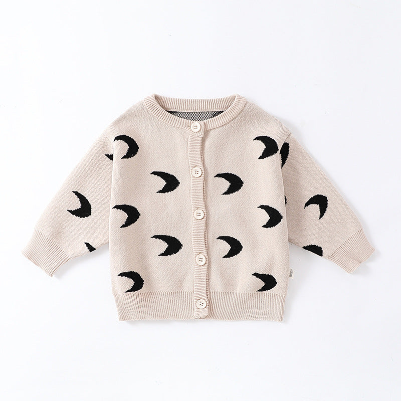 Autumn and Spring Arrival Baby Unisex Simple Moon Pattern Knitted Long Sleeves Rompers/Cardigan, MyKids-USA®, Baby One-Pieces, MyKids-USA - Size/Age - 66 (3-6M) - Color - Khaki -  -  - TR2409261546-C