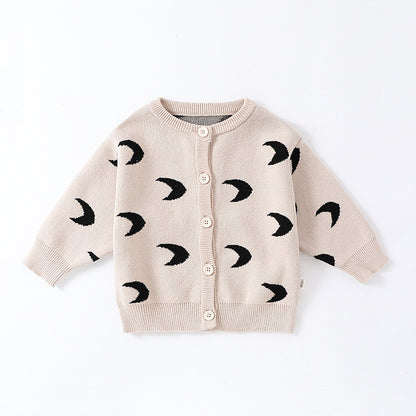Autumn and Spring Arrival Baby Unisex Simple Moon Pattern Knitted Long Sleeves Rompers/Cardigan, MyKids-USA®, Baby One-Pieces, MyKids-USA - Size/Age - 66 (3-6M) - Color - Khaki -  -  - TR2409261546-C
