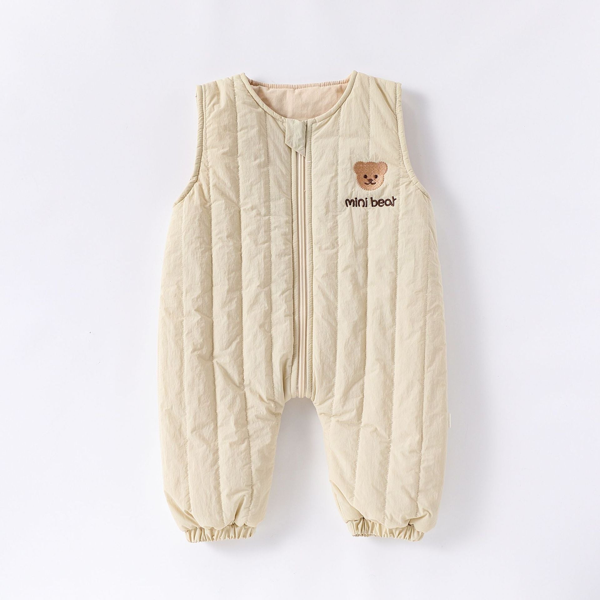 Autumn and Winter Arrival Baby Kids Unisex Teddy Bears Embroidery Pattern Sleeveless Casual Rompers, MyKids-USA®, Baby One-Pieces, MyKids-USA - Size/Age - 66 (3-6M) - Color - Beige -  -  - TR2601051759-A.