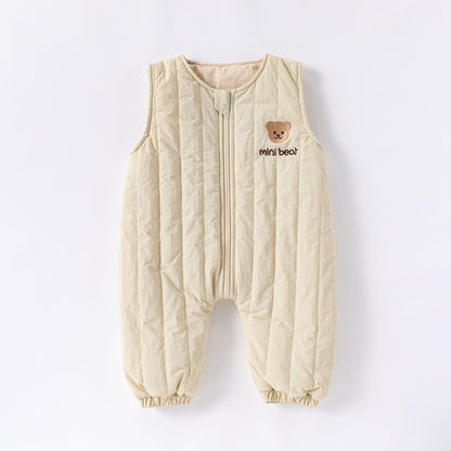Autumn and Winter Arrival Baby Kids Unisex Teddy Bears Embroidery Pattern Sleeveless Casual Rompers, MyKids-USA®, Baby One-Pieces, MyKids-USA - Size/Age - 66 (3-6M) - Color - Beige -  -  - TR2601051759-A.