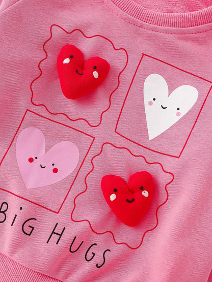MyKids-USA® Winter and Autumn Baby Kids Girls Hearts Cartoon Pattern Long Sleeves Sweatshirt and Plaid Pants Clothing Set