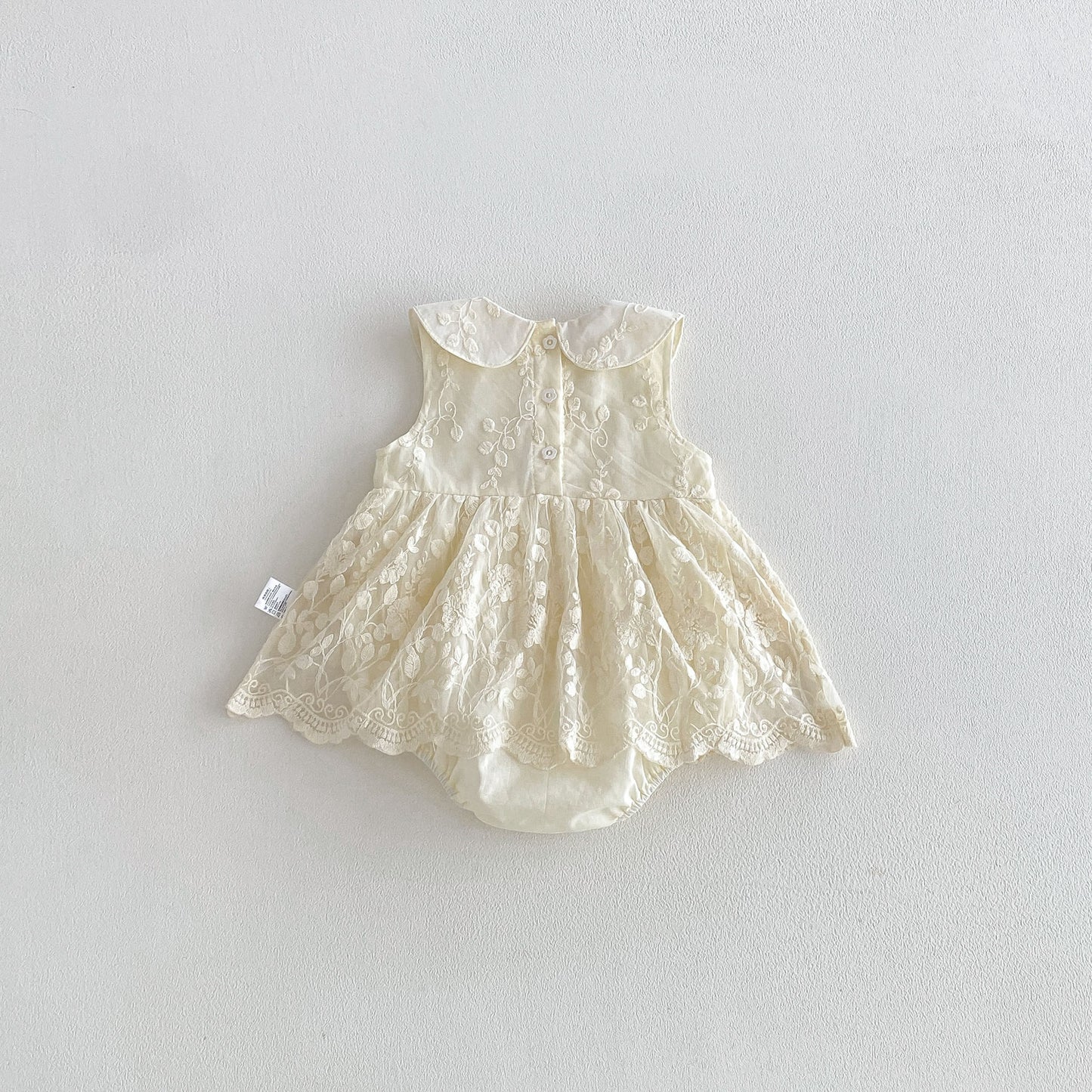 Design Summer Baby Kids Girls Sleeveless Flowers Embroidered Pattern Bodysuit Dress