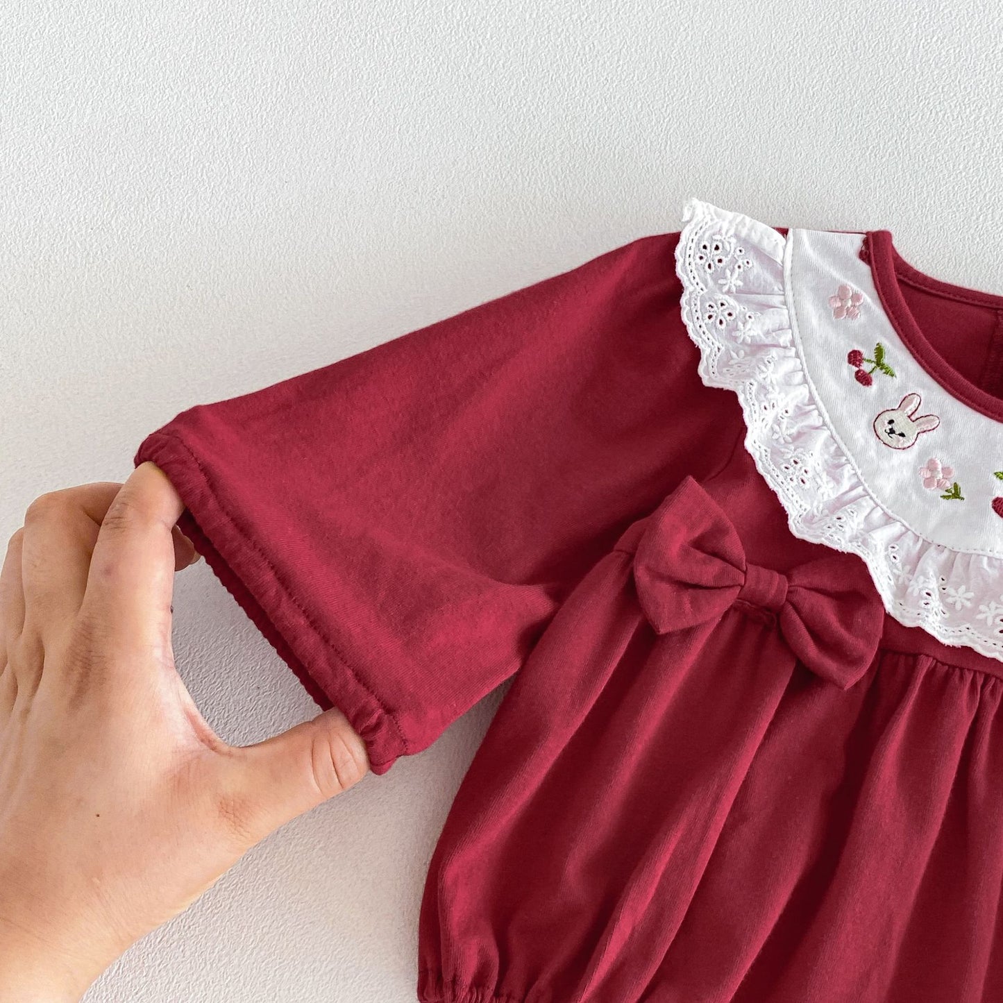 MyKids-USA® Autumn Arrival Baby Girls Long Sleeves Cute Color Patchwork Embroidered Bodysuit