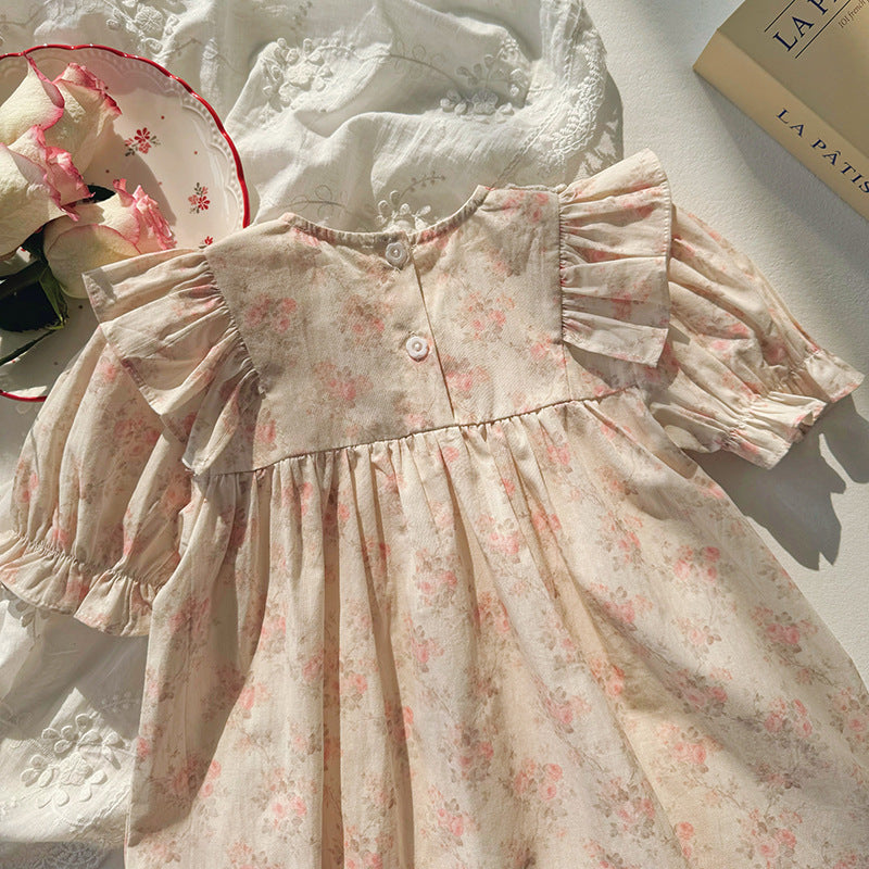 Summer Arrival Baby Kids Girls Vintage Short Sleeves Flowers Pattern Printed Dress, MyKids-USA®, Baby & Toddler Dresses, MyKids-USA -  -  -  -  -  -  - 
