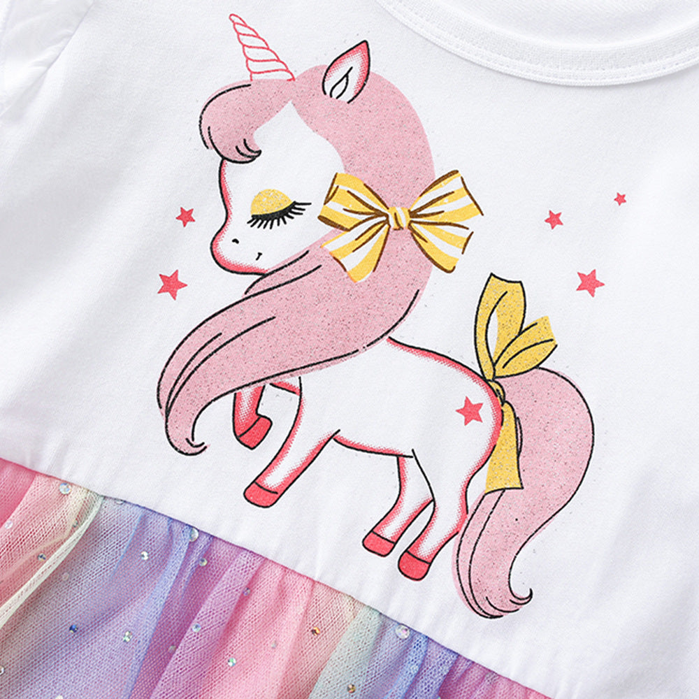 Summer Arrival Cartoon Pattern Short Sleeves Crew Neck Dress for Stylish Girls, MyKids-USA®, Baby & Toddler Dresses, MyKids-USA -  -  -  -  -  -  - .