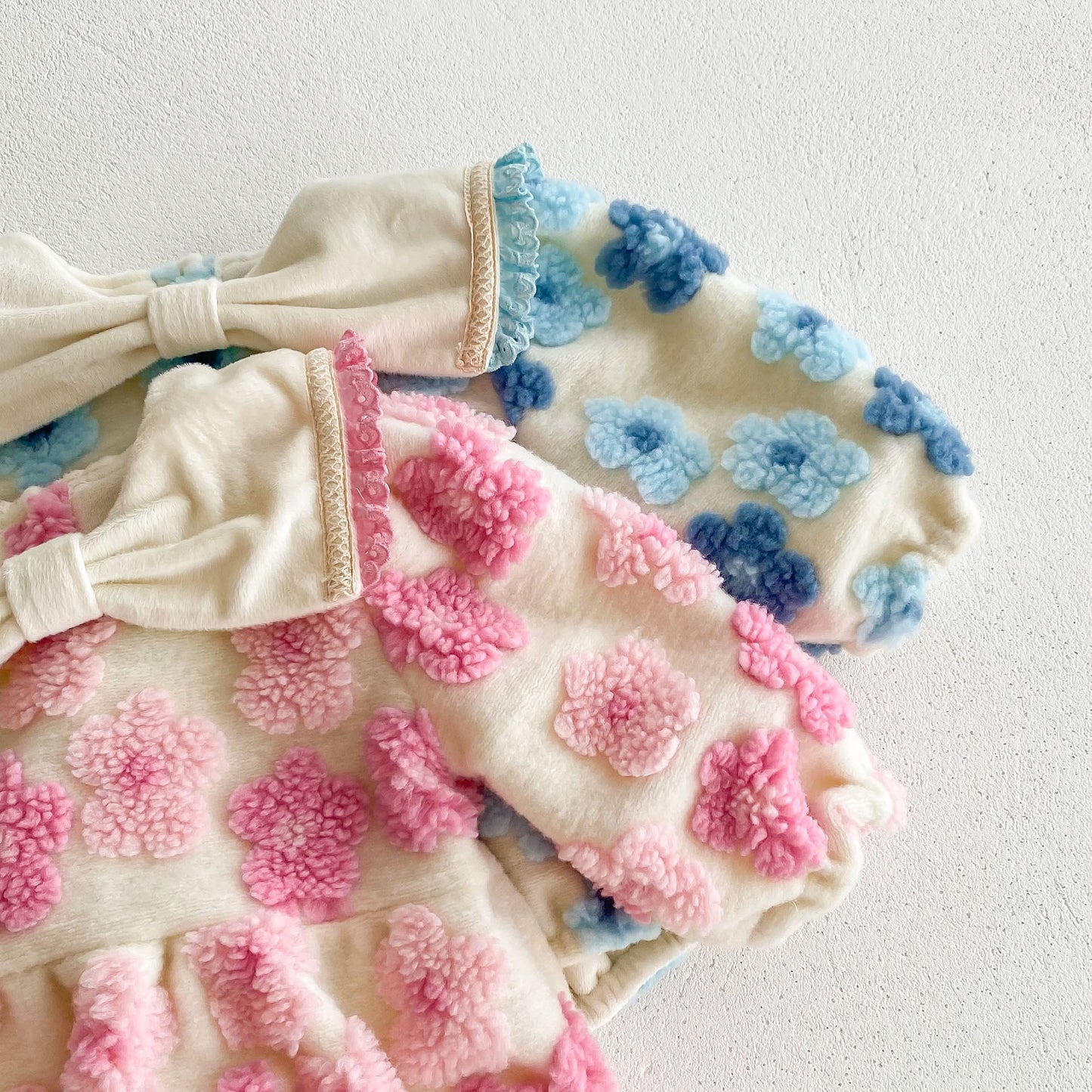 Infant Baby Girl Floral Thick Warm Long Sleeve One Piece In Winter