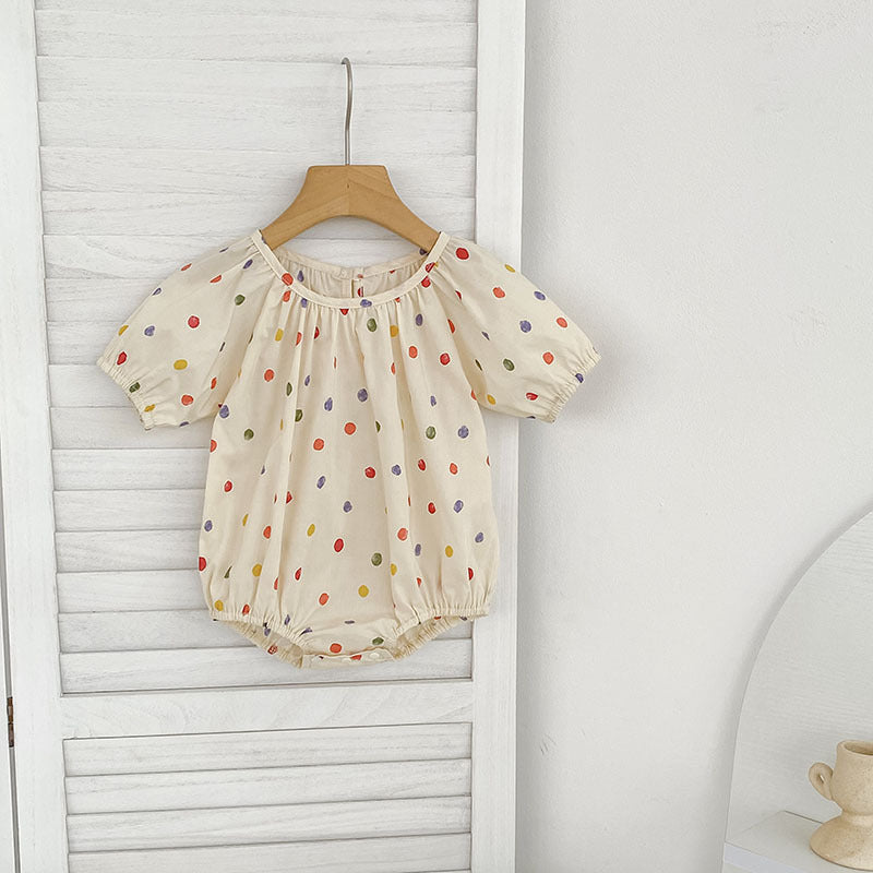 Summer Girls Coloful Dots Pattern Short Sleeves Onesies and Girls’ Dress – Princess Sister Matching Set, MyKids-USA®, Baby & Toddler Outfits, MyKids-USA - Size/Age - 66 (3-6M) - Color - Beige -  -  - TR2505072129-B