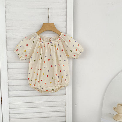 Summer Girls Coloful Dots Pattern Short Sleeves Onesies and Girls’ Dress – Princess Sister Matching Set, MyKids-USA®, Baby & Toddler Outfits, MyKids-USA - Size/Age - 66 (3-6M) - Color - Beige -  -  - TR2505072129-B