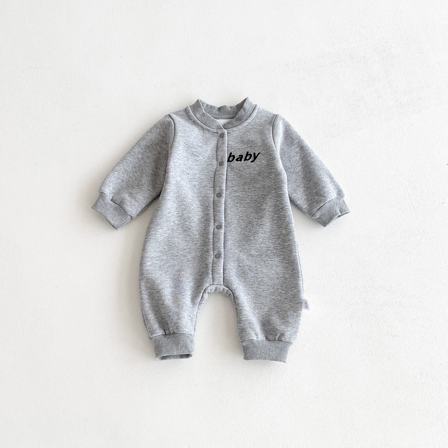 Winter and Autumn Arrival Baby Unisex Long Sleeves Letters Pattern Warm Fleece Rompers, MyKids-USA®, Baby One-Pieces, MyKids-USA - Size/Age - 66 (3-6M) - Color - Grey -  -  - TR2510152317-B