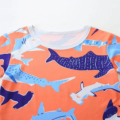 Summer Baby Kids Cartoon Whales Pattern T-shirt and Shorts Casual Clothing Set for Boys, MyKids-USA®, Baby & Toddler Outfits, MyKids-USA -  -  -  -  -  -  - 