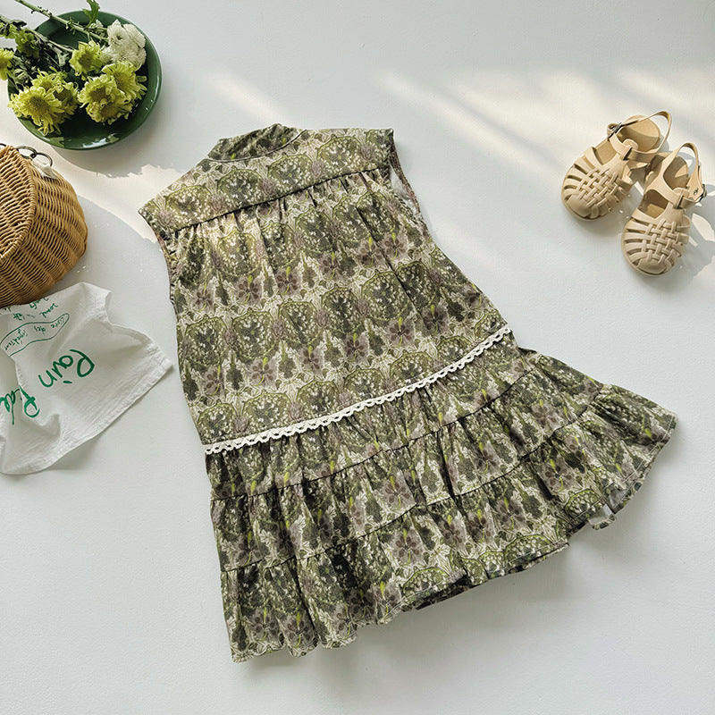 Summer Kids Girls Sleeveless Vintage Style Single Breasted Dress, MyKids-USA®, Baby & Toddler Dresses, MyKids-USA -  -  -  -  -  -  - 