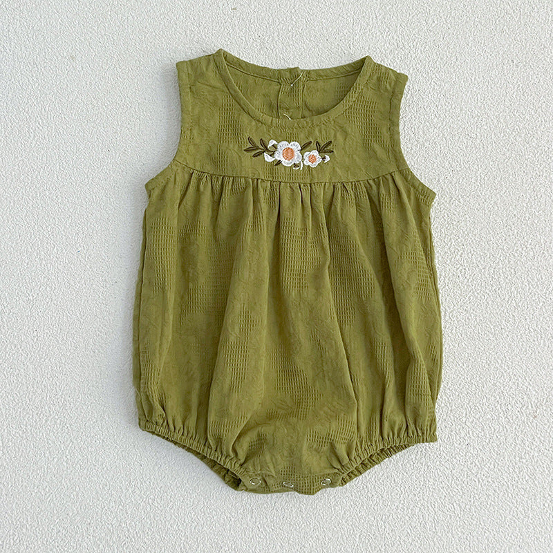 Summer Baby Girls Sleeveless Floral Embroidered Pattern Simple Dress A MyKids-USA Summer Baby Girls Sleeveless Floral Embroidered Pattern Simple Dress A MyKids-USA