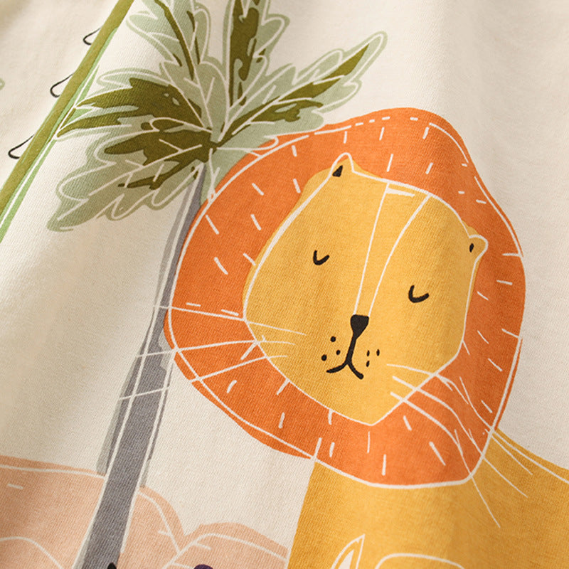 Summer Boys’ Dinosaur and Lion Cartoon Pattern T-shirt in European and American Style, MyKids-USA®, Baby & Toddler Tops, MyKids-USA -  -  -  -  -  -  - 