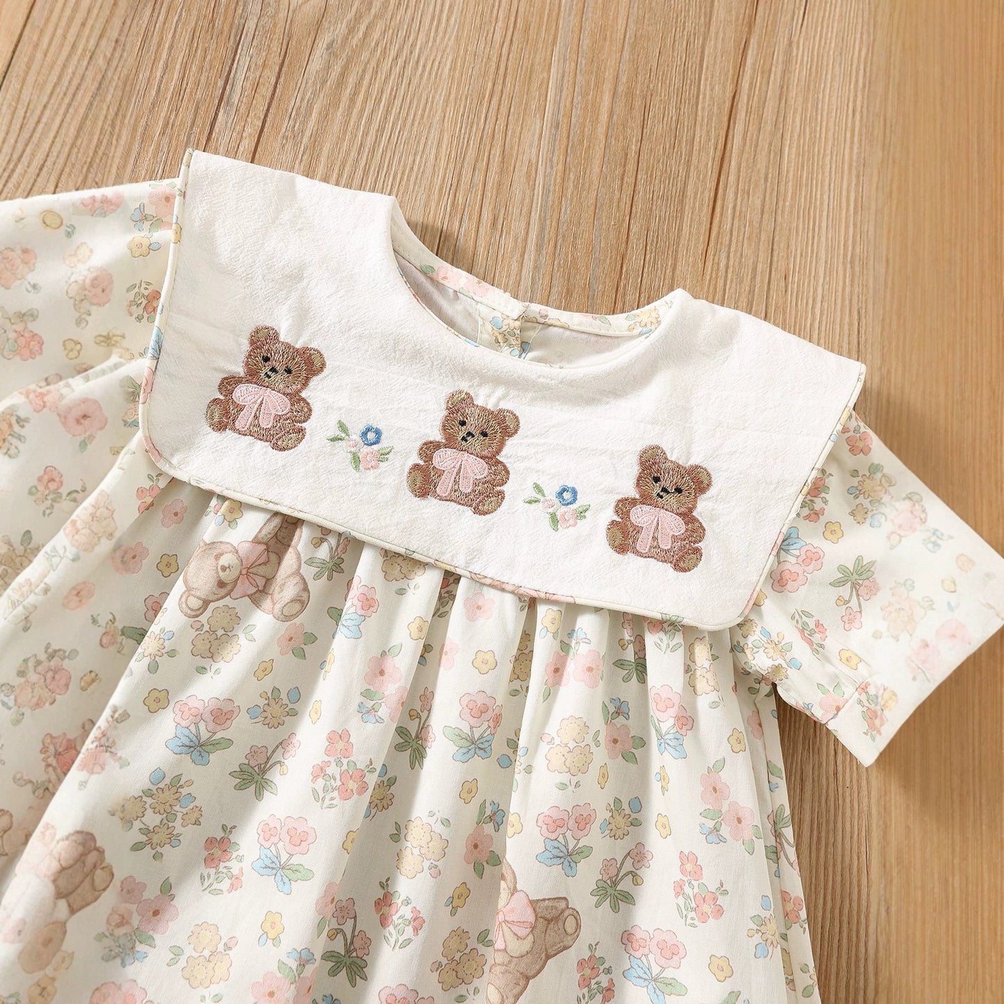 MyKids-USA® Summer Arrival Flowers and Cartoon Pattern Short Sleeves Dress for Stylish Girls