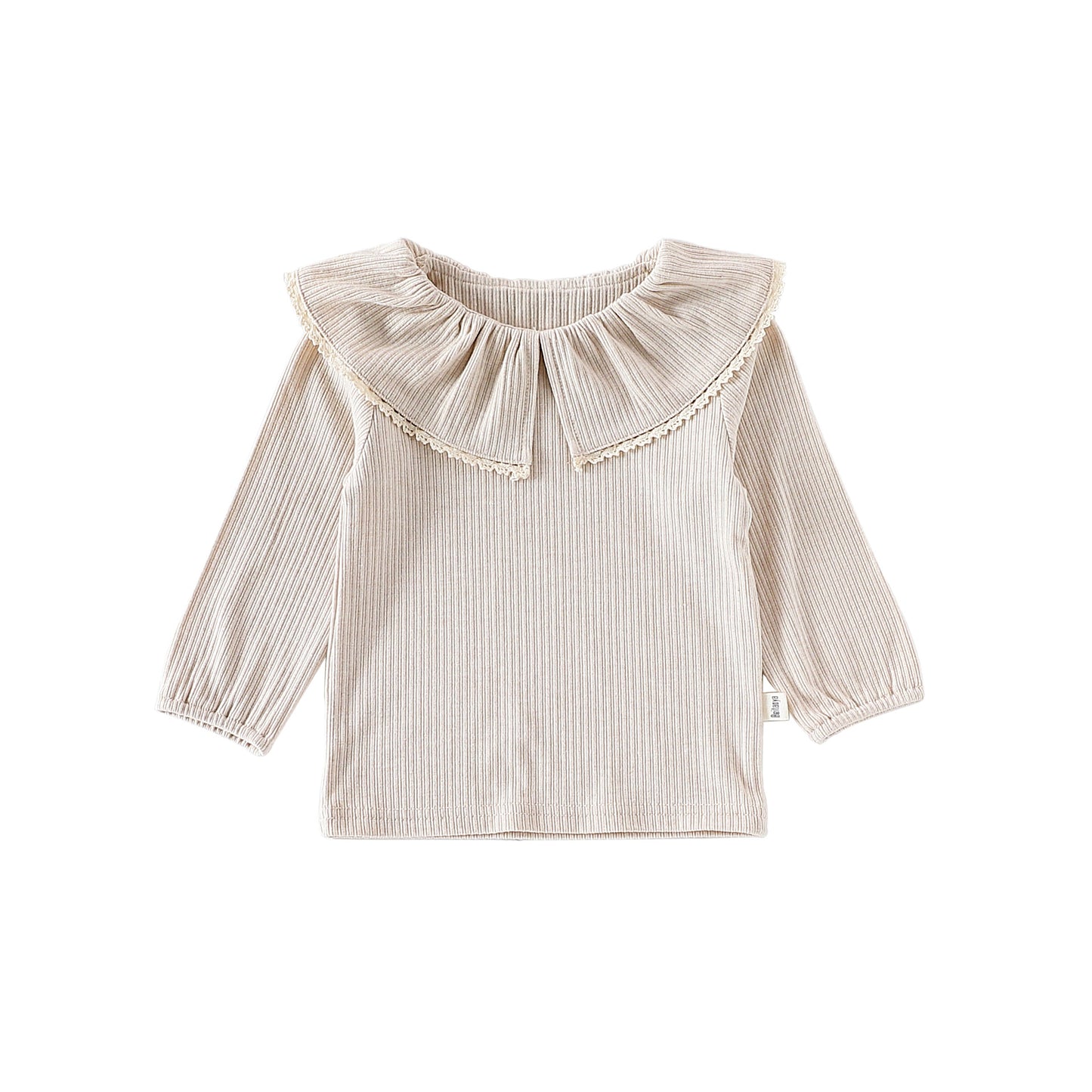 Autumn Arrival Baby Girls Solid Color Lace Trim Collar Long Sleeves Top, MyKids-USA®, Shirts, MyKids-USA - Size/Age - 73 (6-9M) - Color - Beige -  -  - TR2509182244-A