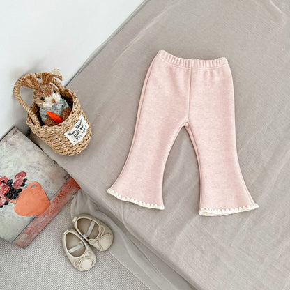 Autumn and Winter Arrival Fashion American Style Fleece-lined Warm Flared Pants, MyKids-USA®, Leggings, MyKids-USA - Size/Age - 73 (6-9M) - Color - Pink -  -  - TR2511242355-D