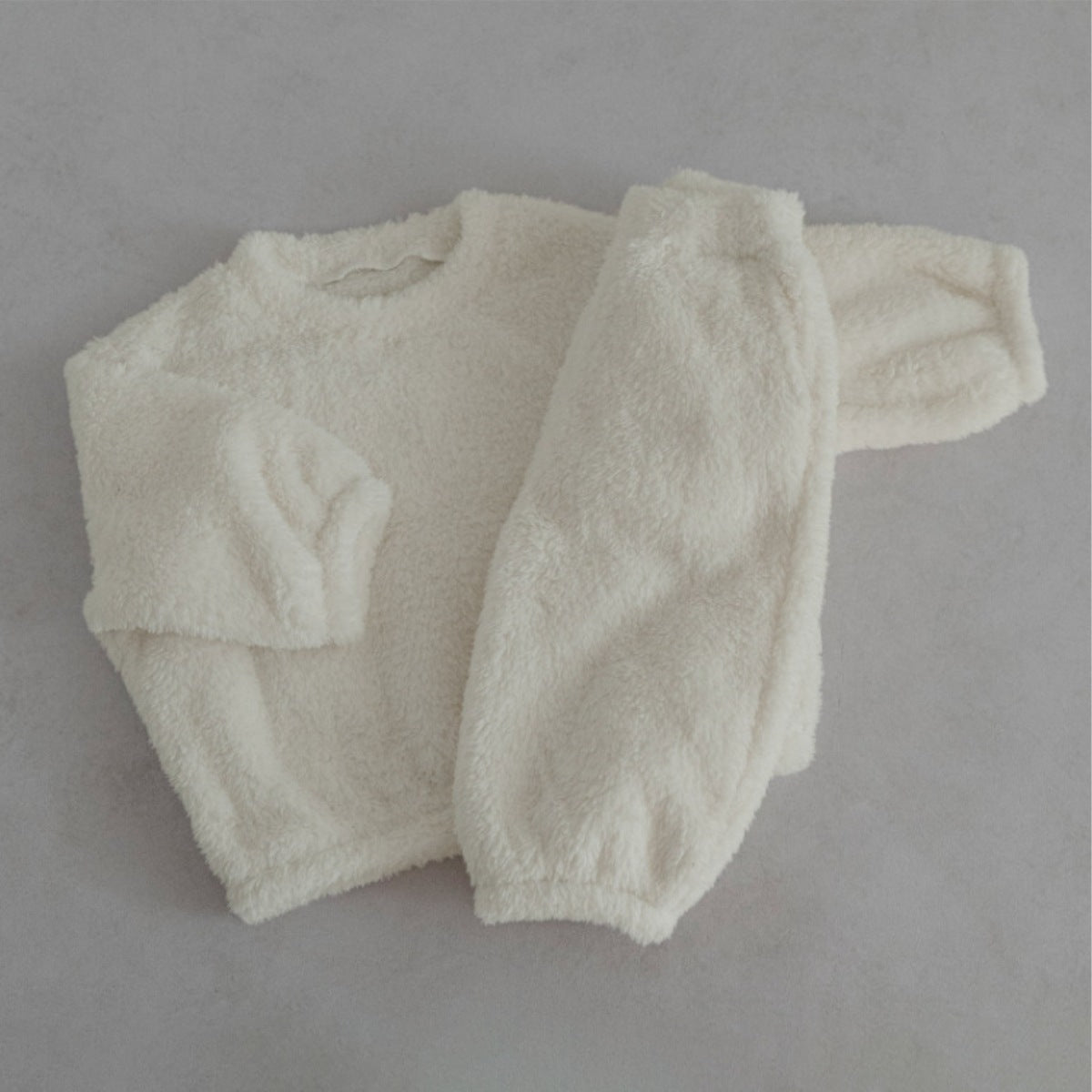 Winter Baby Kids Unisex Long Sleeves Solid Color Fluffy Pullover and Pants Clothing Set, MyKids-USA®, Baby & Toddler Outfits, MyKids-USA - Size/Age - 66 (3-6M) - Color - White -  -  - TR2601112354-C.