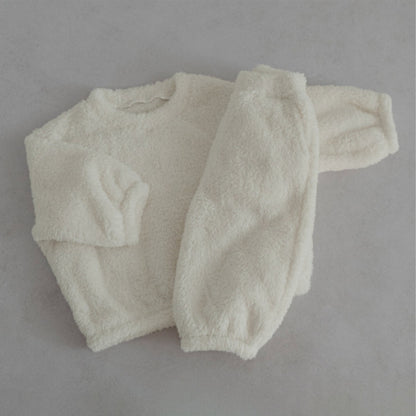 Winter Baby Kids Unisex Long Sleeves Solid Color Fluffy Pullover and Pants Clothing Set, MyKids-USA®, Baby & Toddler Outfits, MyKids-USA - Size/Age - 66 (3-6M) - Color - White -  -  - TR2601112354-C.