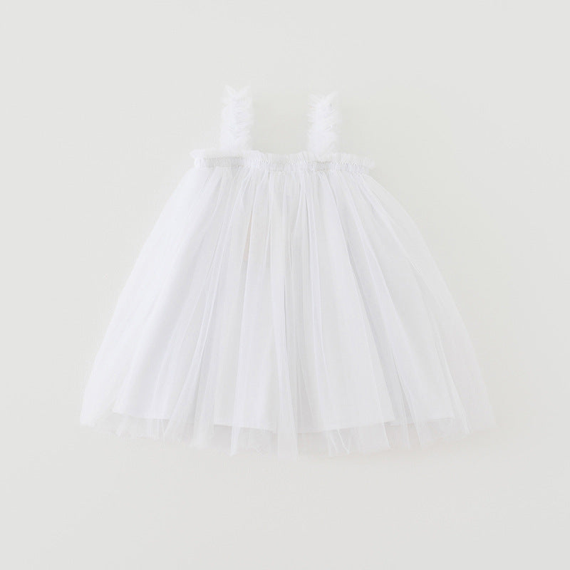 Summer Baby Kids Girls Sleeveless Plain Tulle Strap Dress, MyKids-USA®, Baby & Children's Dresses, MyKids-USA - Size/Age - 80 (9-12M) - Color - White -  -  - TR2605162239-G.