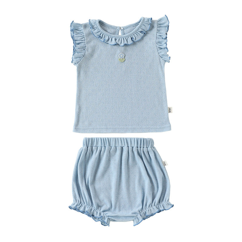 Arrival Summer Baby Kids Girls Sleeveless Fruits Pattern Vest and Shorts Clothing Set, MyKids-USA®, Baby & Children's Outfits, MyKids-USA - Size/Age - 73 (6-9M) - Color - Blue -  -  - TR2605232222-B.