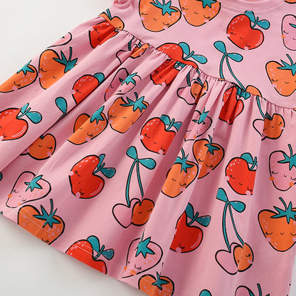 Summer Arrival Fruits Strawberry Cartoon Pattern Short Sleeves Dress for Stylish Girls, MyKids-USA®, Baby & Toddler Dresses, MyKids-USA -  -  -  -  -  -  - 