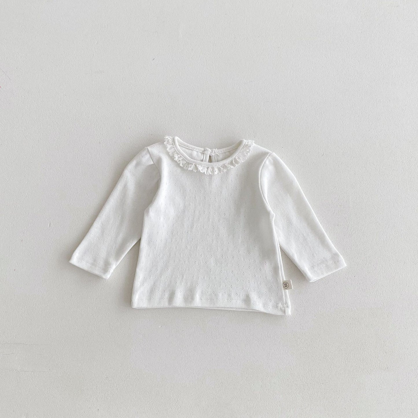 Autumn Arrival Baby Girls Hollow-out Pattern Long Sleeves Top with Collar, MyKids-USA®, Baby & Toddler Tops, MyKids-USA - Size/Age - 66 (3-6M) - Color - Beige -  -  - TR2509142328-A