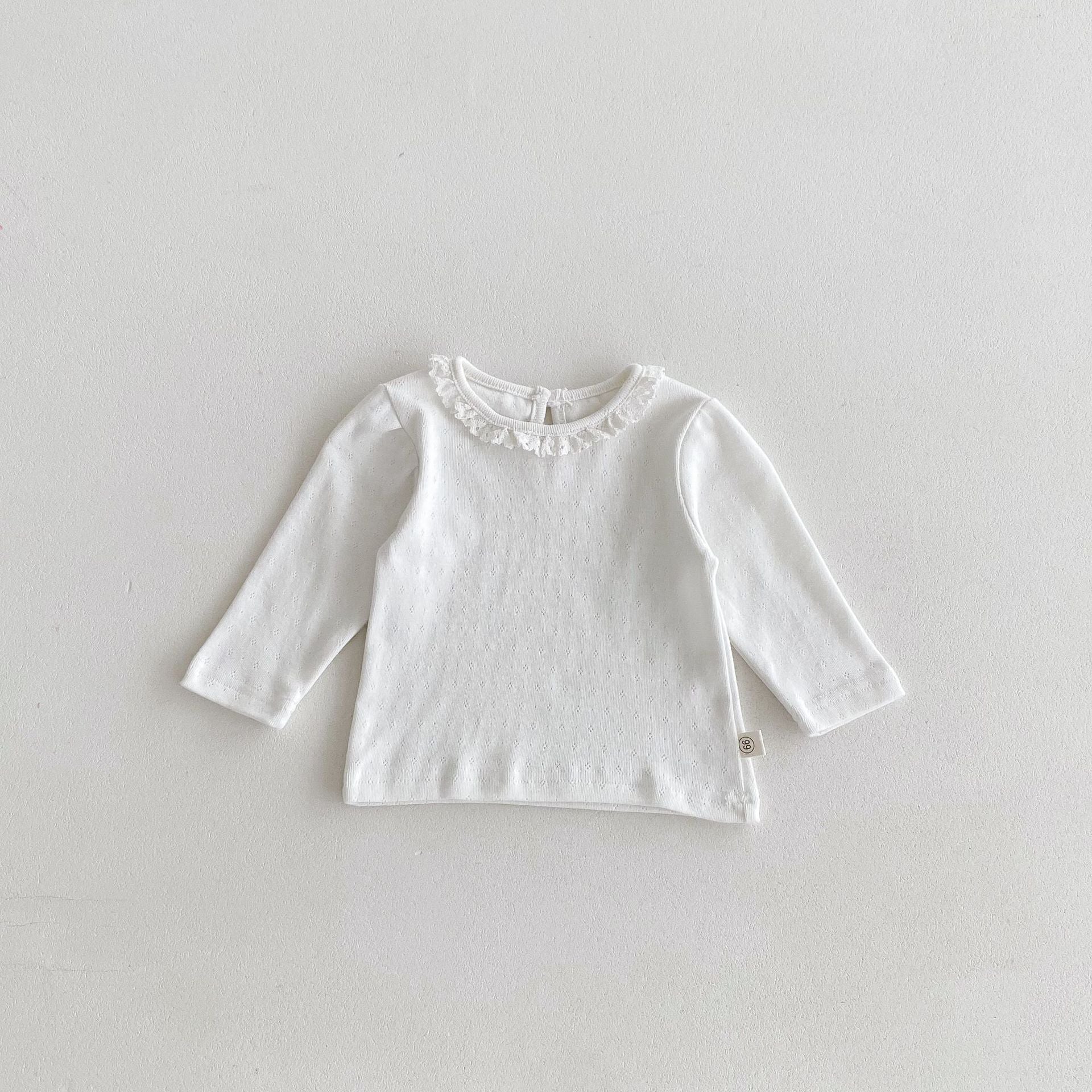 Autumn Arrival Baby Girls Hollow-out Pattern Long Sleeves Top with Collar, MyKids-USA®, Baby & Toddler Tops, MyKids-USA - Size/Age - 66 (3-6M) - Color - Beige -  -  - TR2509142328-A