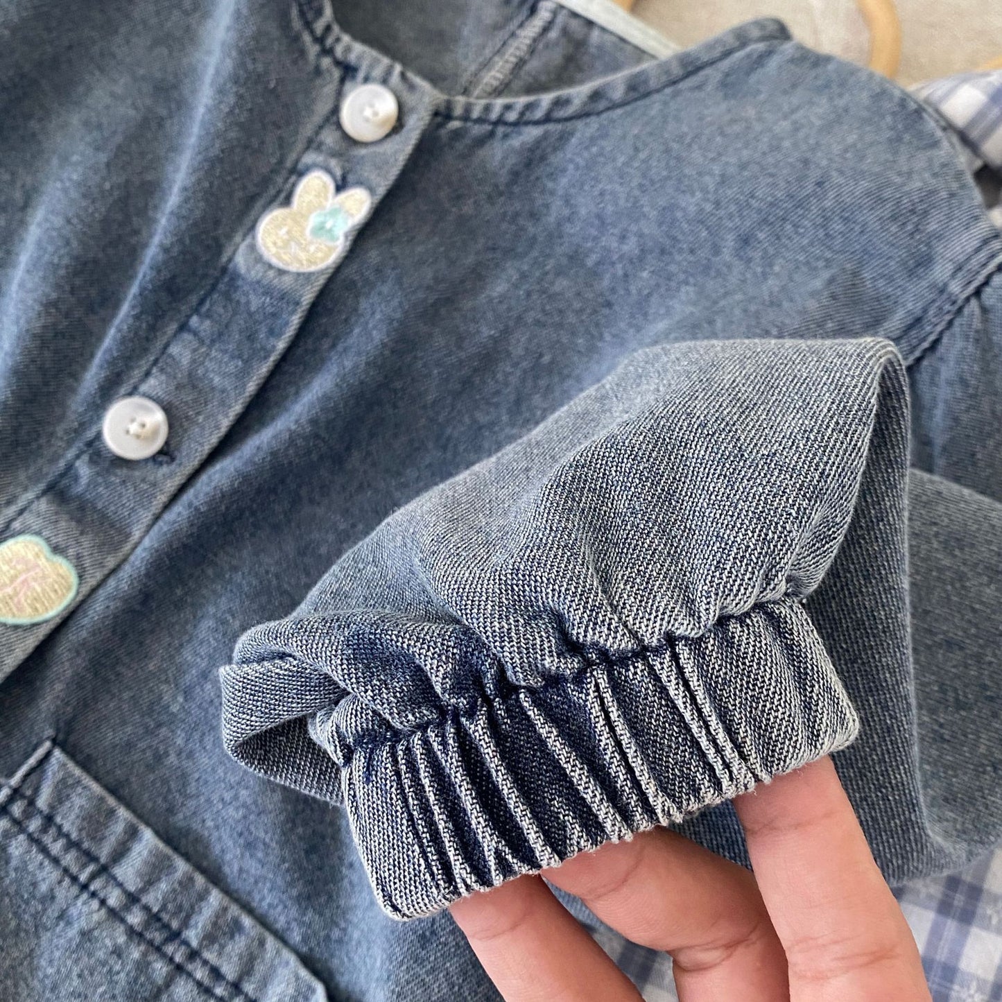 Baby Kids Girls Button Front Design Crew Neck Denim Jacket Coat, MyKids-USA®, Coats & Jackets, MyKids-USA -  -  -  -  -  -  - .