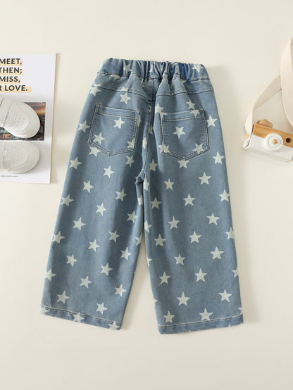 MyKids-USA® Arrival Autumn Girls Stars Pattern Jeans