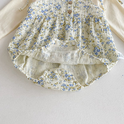 Autumn Hot Selling Baby Girls Beige Floral Pattern Long Sleeves Color Patchwork Onesies Bodysuits, MyKids-USA®, Baby One-Pieces, MyKids-USA -  -  -  -  -  -  - 