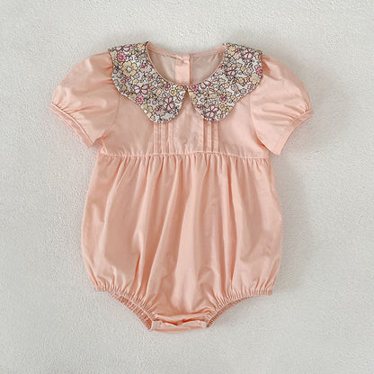 Summer Girls Floral Collar Color Patchwork Onesies and Dress – Princess Sister Matching Set, MyKids-USA®, Baby & Children's Outfits, MyKids-USA - Size/Age - 66 (3-6M) - Color - Light Pink -  -  - TR2605232116-A.
