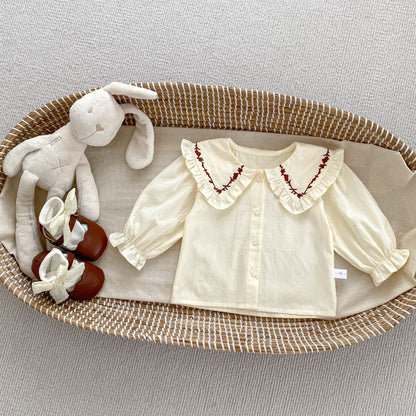 Arrival Baby Kids Girls Flowers Pattern Long Sleeves Top and Brown Overalls Strap Rompers, MyKids-USA®, Baby One-Pieces, MyKids-USA - Size/Age - 66 (3-6M) - Color - Beige -  -  - TR2410111606-A