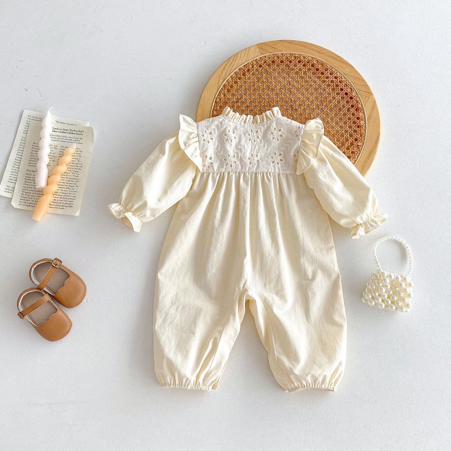 Autumn Arrival Baby Girls Long Sleeves Floral Hollow Out Rompers, MyKids-USA®, Baby One-Pieces, MyKids-USA -  -  -  -  -  -  - 