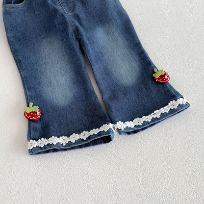 MyKids-USA® Arrival Autumn Girls Lace Embroidered Jeans