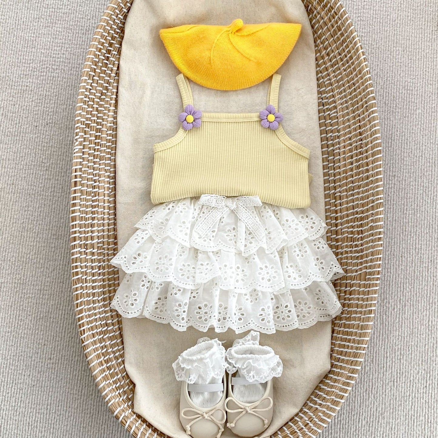 Baby Girl Sling Vest Combo Princess White Skirt Sets