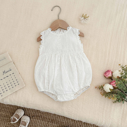 Summer Arrival Baby Girls Cute Solid Color Sleeveless Flowers Embroidered bodysuit, MyKids-USA®, Baby One-Pieces, MyKids-USA -  -  -  -  -  -  - .