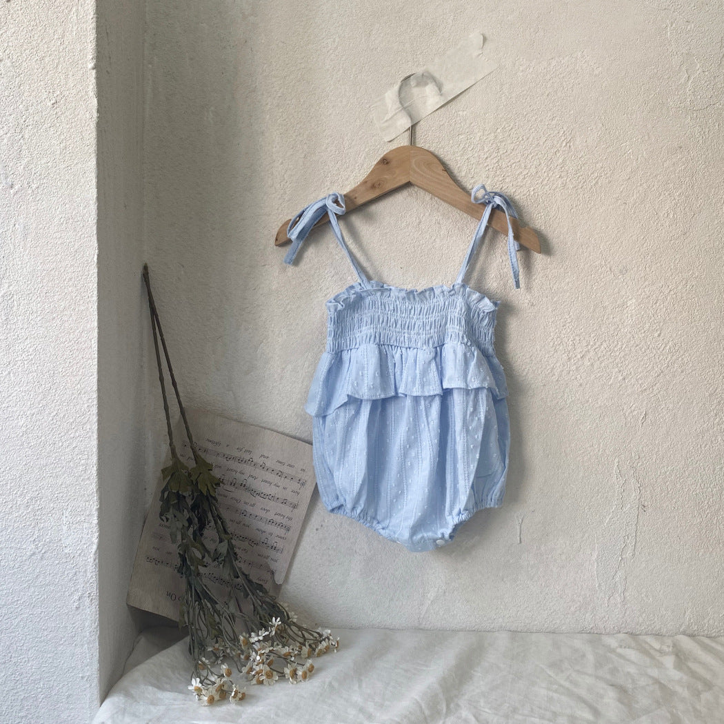 Summer Arrival Baby Girls Sleeveless Jacquard Pattern Bodysuit