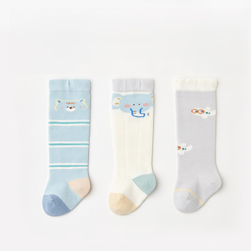Autumn and Spring Baby Boys and Girls Cute Cartoon Pattern Socks 1 Lot=3-Pair Set, MyKids-USA®, Baby & Toddler Socks & Tights, MyKids-USA - Size/Age - XS (0-6M) - Color - Grey -  -  - TR2601241623-C.