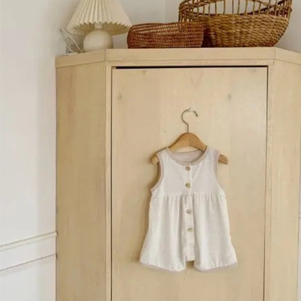 Summer Arrival Baby Unisex Simple Color Patchwork Sleeveless Single Breasted Rompers, MyKids-USA®, Baby One-Pieces, MyKids-USA - Size/Age - 73 (6-9M) - Color - White -  -  - TR2505112139-B