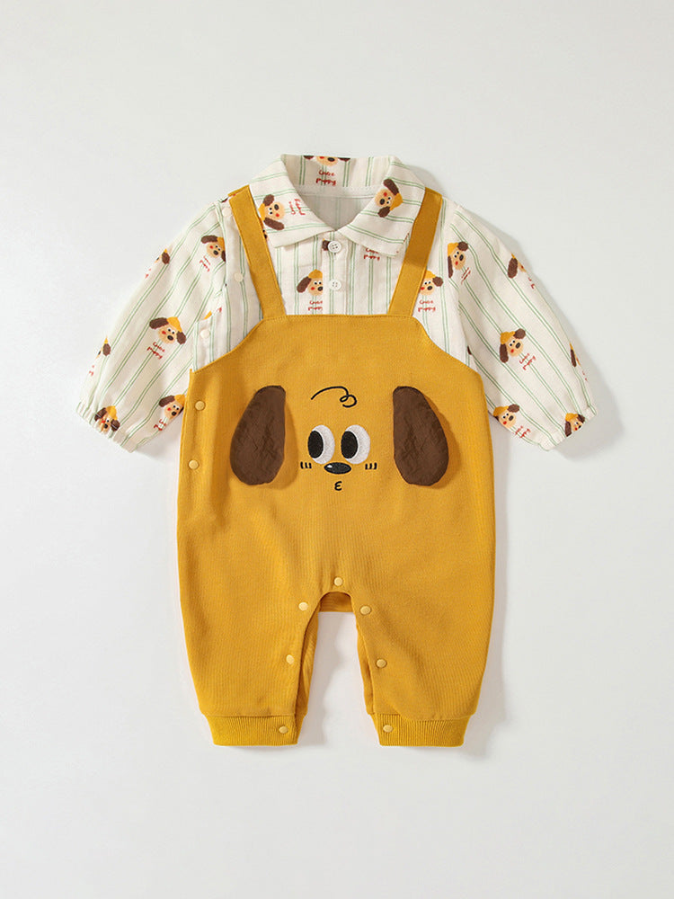 Spring Arrival Baby Cartoon Puppy Pattern Romper with Turn-down Collar, MyKids-USA®, Baby One-Pieces, MyKids-USA -  -  -  -  -  -  - 