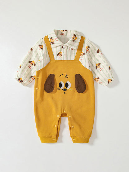 Spring Arrival Baby Cartoon Puppy Pattern Romper with Turn-down Collar, MyKids-USA®, Baby One-Pieces, MyKids-USA -  -  -  -  -  -  - 