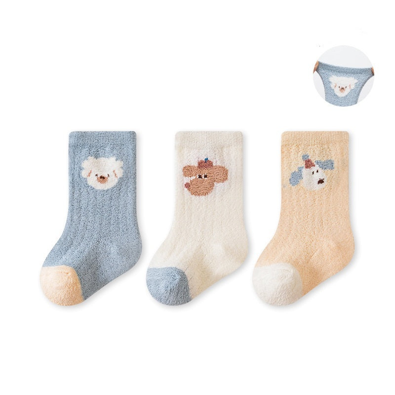 Autumn and Winter Arrival Baby Unisex Breathable Animals Pattern Cute Socks 1 Lot=3-Pair Set, MyKids-USA®, Baby & Toddler Socks & Tights, MyKids-USA - Size/Age - XS (0-6M) - Color - Blue -  -  - TR2601081235-B.